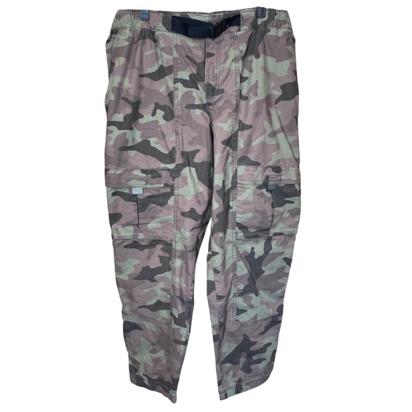 Columbia Camo Cargo Pants Women's Size 16 Regular Adjustable Waist Casual - Picture 1 of 14